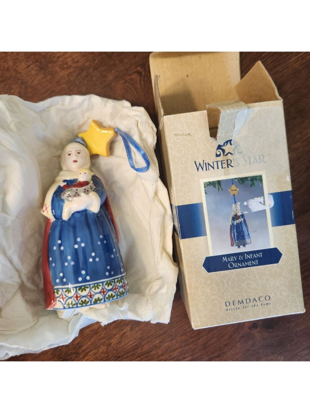 Mary "Grace" Porcelain Christmas Ornament Winters Star By Demdaco 2004 With Box